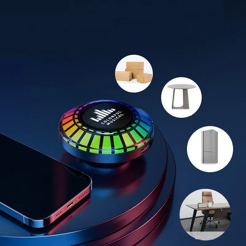 Compact voice control polar light Bluetooth ambience lamp with stereo speakers.