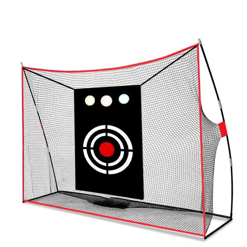 Golf swing wedge training net kit with three-hole target net and straw practice mat