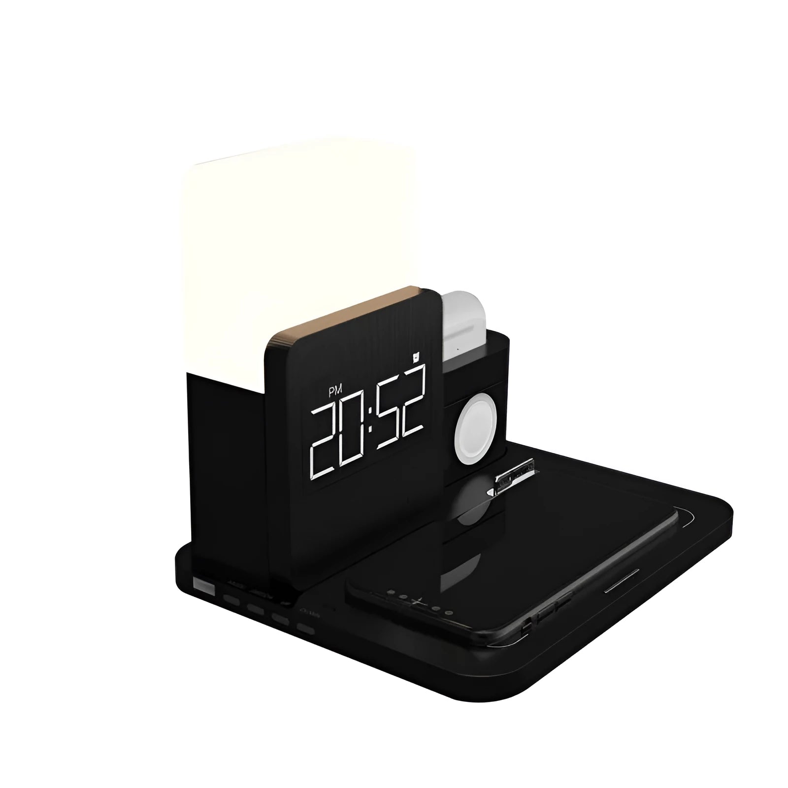 3-in-1 wireless charger stand for iPhone, AirPods, and Apple Watch in dark green colour