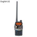 Baofeng UV-5RA handheld dual band radio with display screen and antenna.