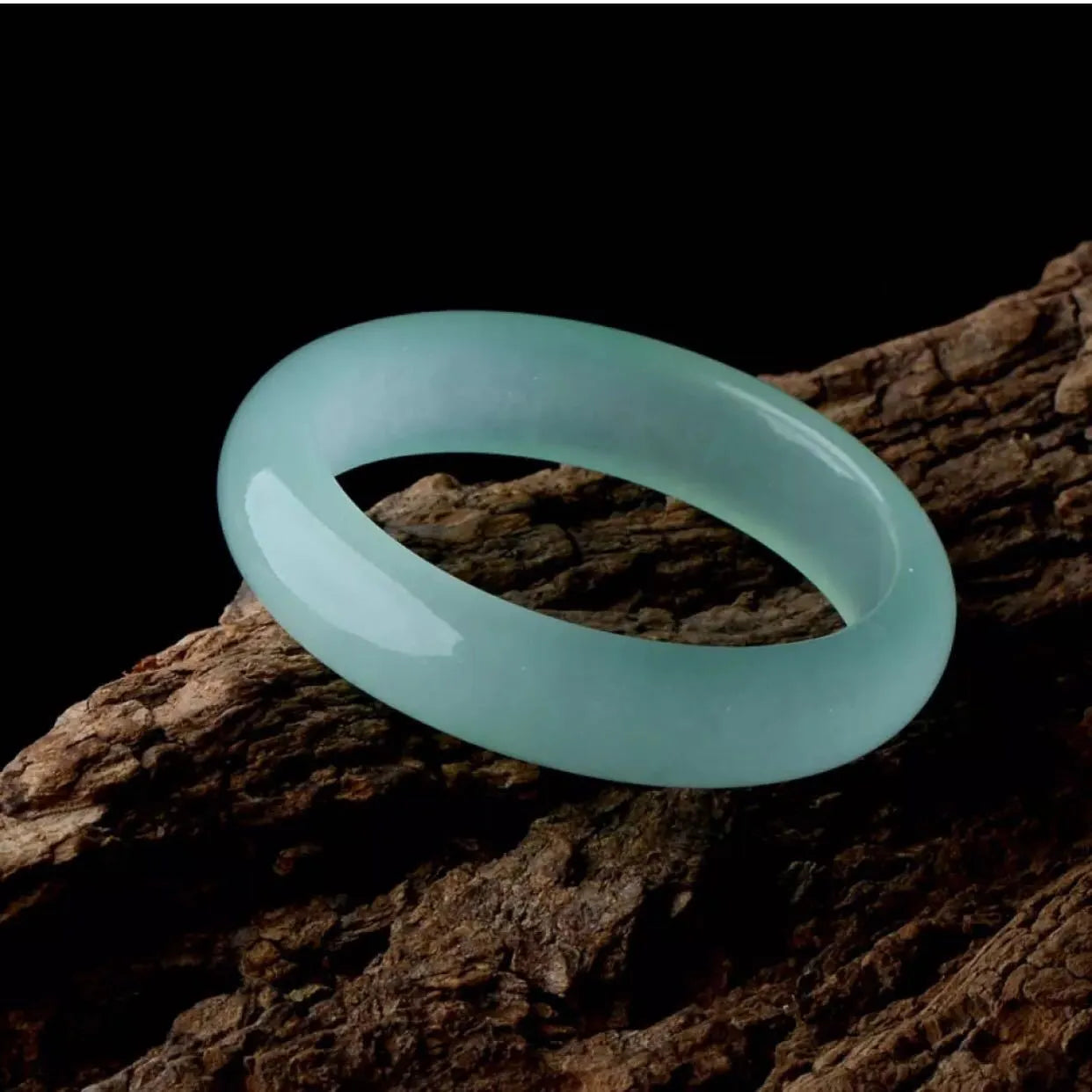 Women's quartz rock jade bracelet in oil cyan light green or blue colour with modern minimalist design