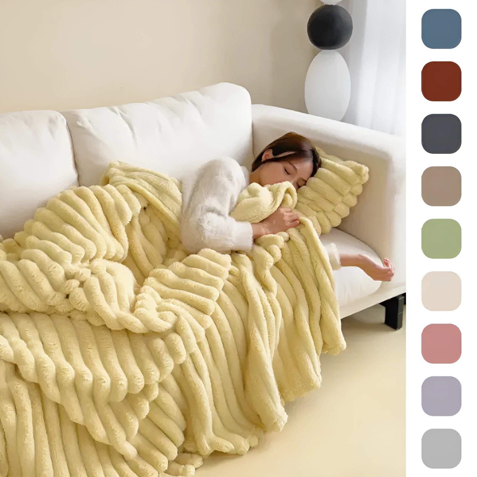 Soft Wind bubble velvet double-sided faux rabbit fur blanket in solid colour