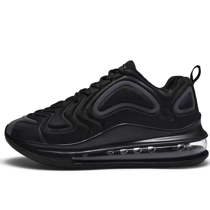 Men's black casual running shoes with lace-up front and round toe design