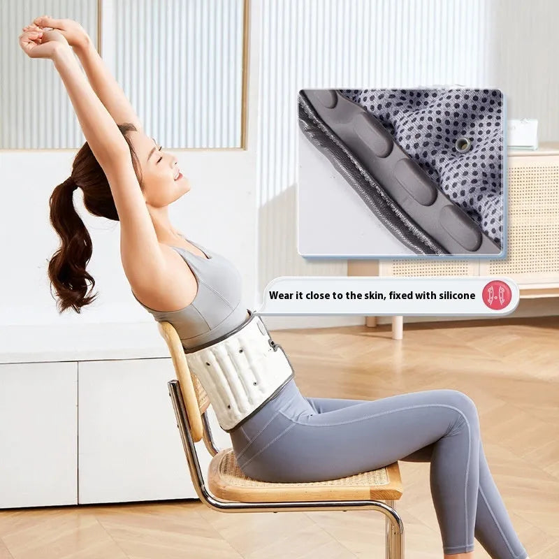 Automatic inflation lumbar waist supporter in PU material for lower back pain relief and disc correction.