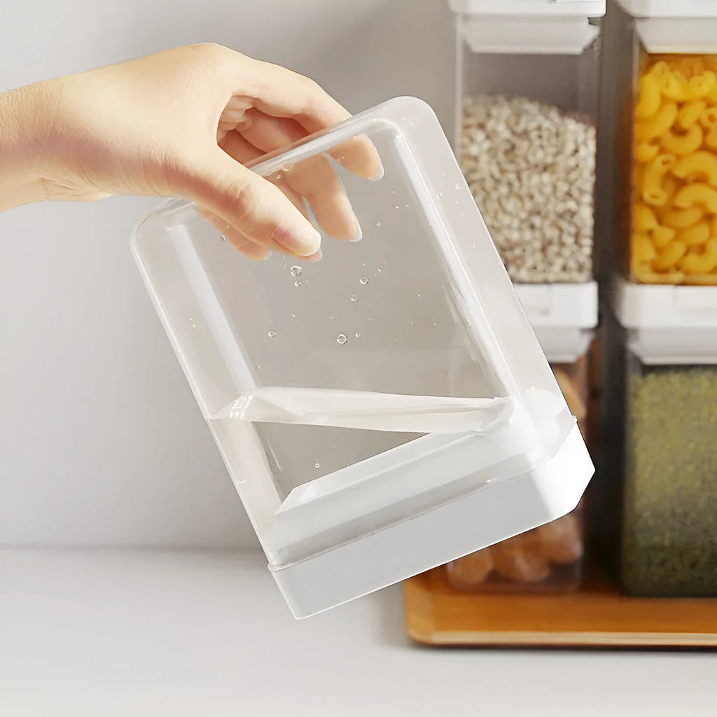 White transparent plastic grain storage container with Japanese design and 400ml capacity