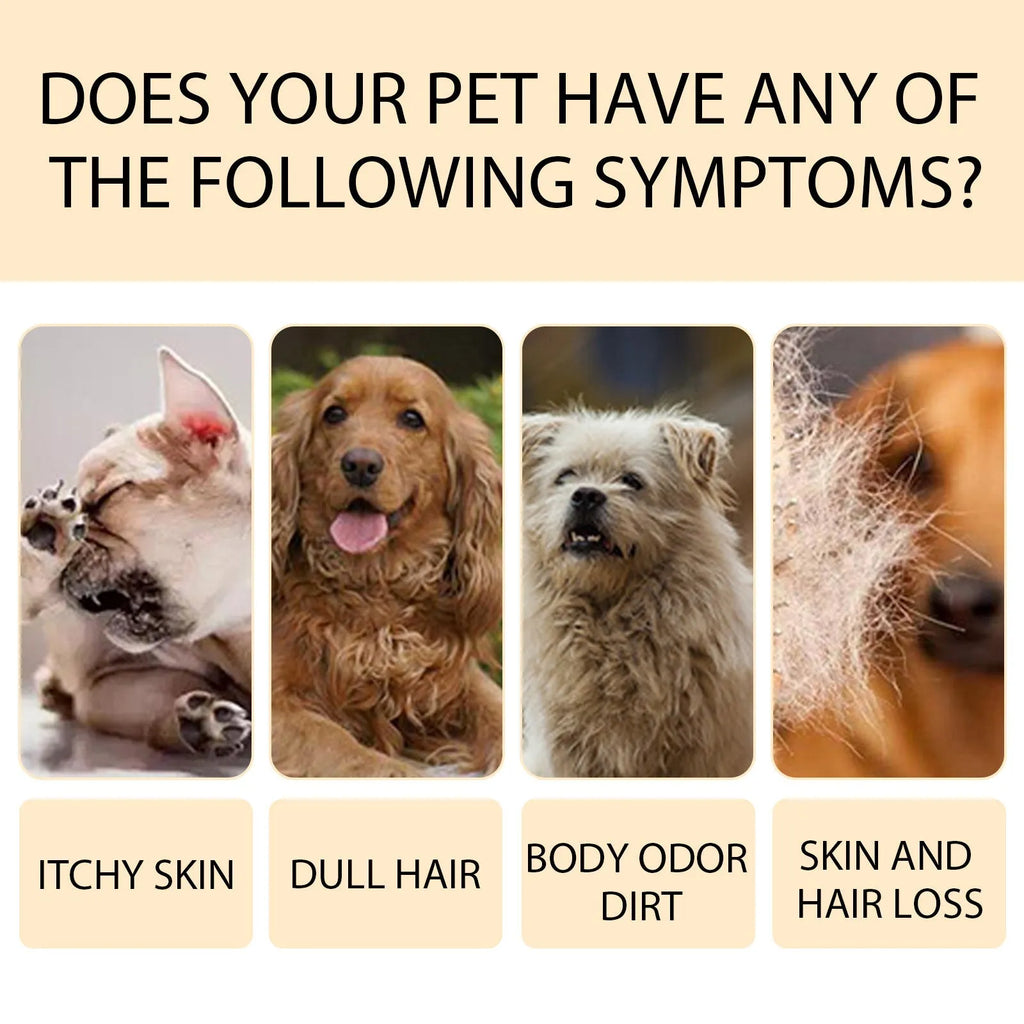 Bottle of mild pet shampoo for dogs and cats in 100ml or 300ml size