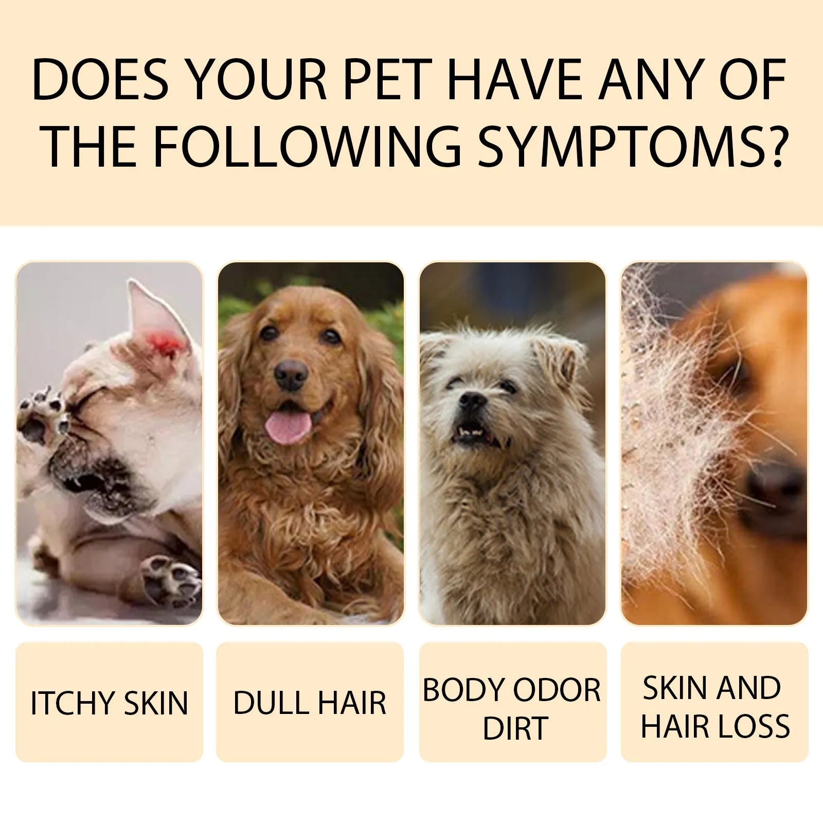 Bottle of mild pet shampoo for dogs and cats in 100ml or 300ml size