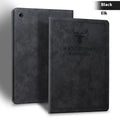 Creative deer pattern soft shell TPU leather clamshell case for iPad on a table.