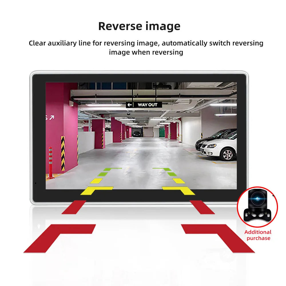 Black 7-inch wireless CarPlay projection car dashcam on a windscreen