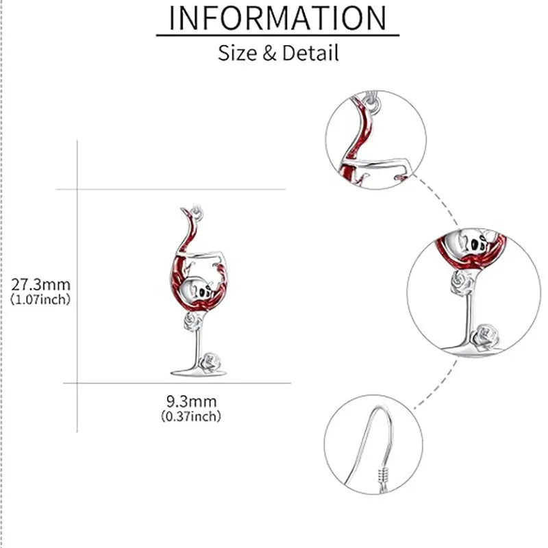 Halloween skull wine glass earrings with geometric shape and electroplated finish