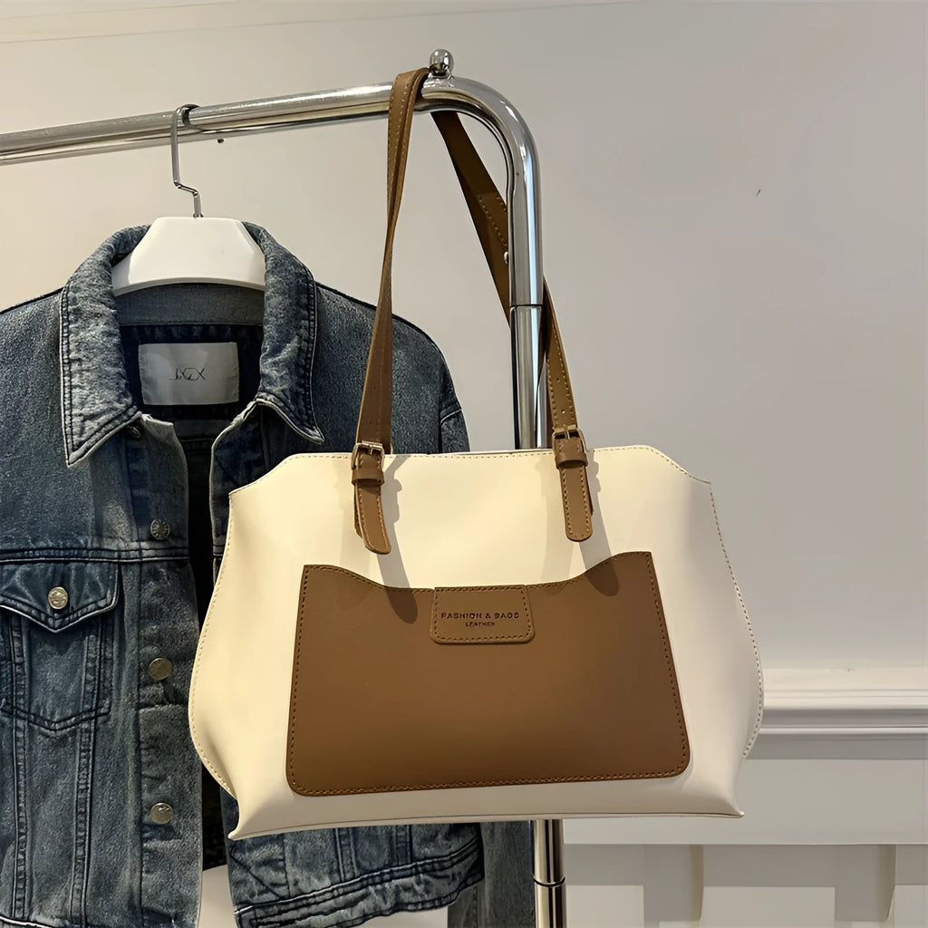 PU leather women's tote bag with double straps and internal phone compartment in multiple colour options