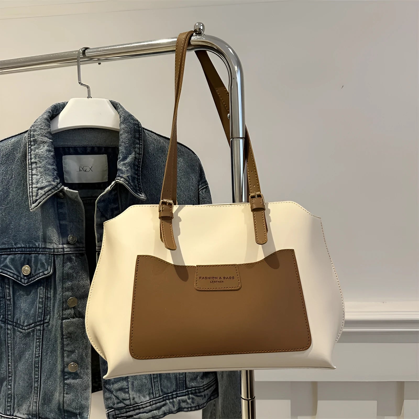 PU leather women's tote bag with double straps and internal phone compartment in multiple colour options