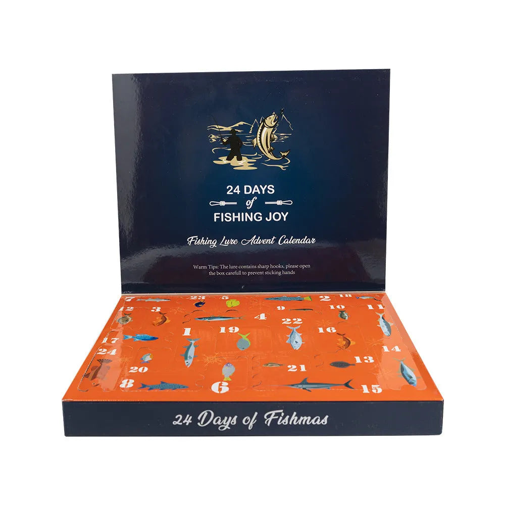 Metal Christmas mino bog themed 24-piece fishing tackle blind box set including lures and hooks.