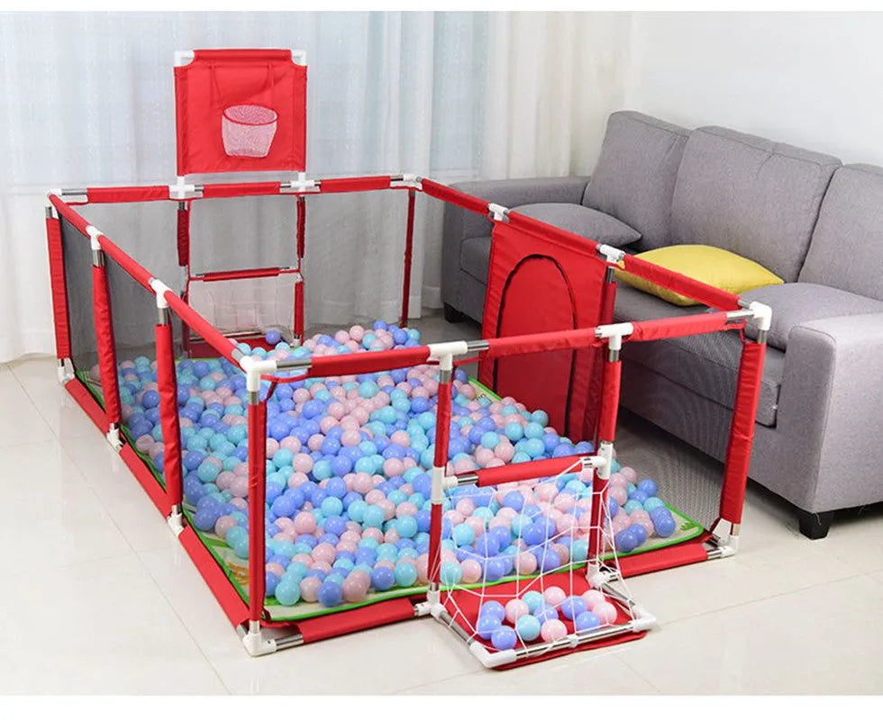 Children's playpen tent with stainless steel frame and Oxford cloth fabric in blue colour