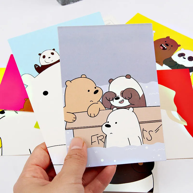Pack of nine Japanese-style minimalist cartoon postcards with Paris and historic site designs.