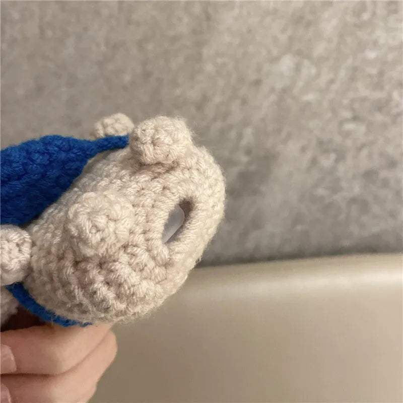 Handmade knitted koala bear backpack design cover for AirPods charging case