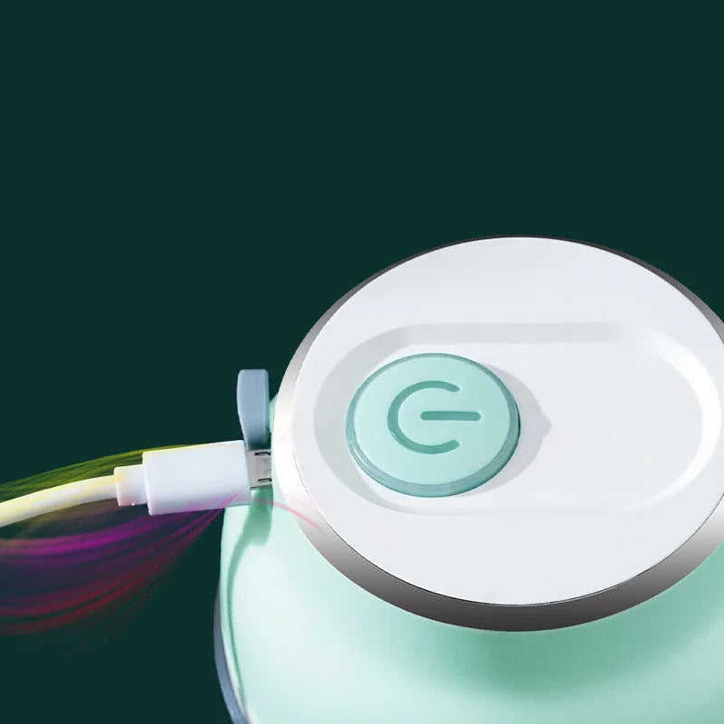 Green portable electric mini garlic cutter with transparent cup and USB charging cable