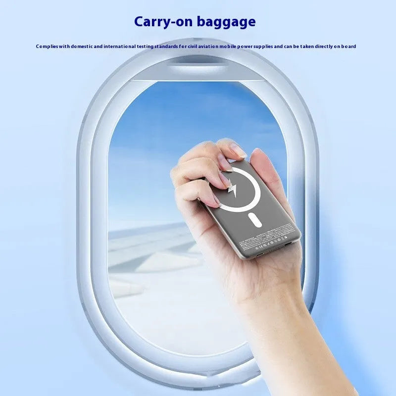 Gun grey magnetic wireless power bank with PD20W and 15W charging in slim alloy case