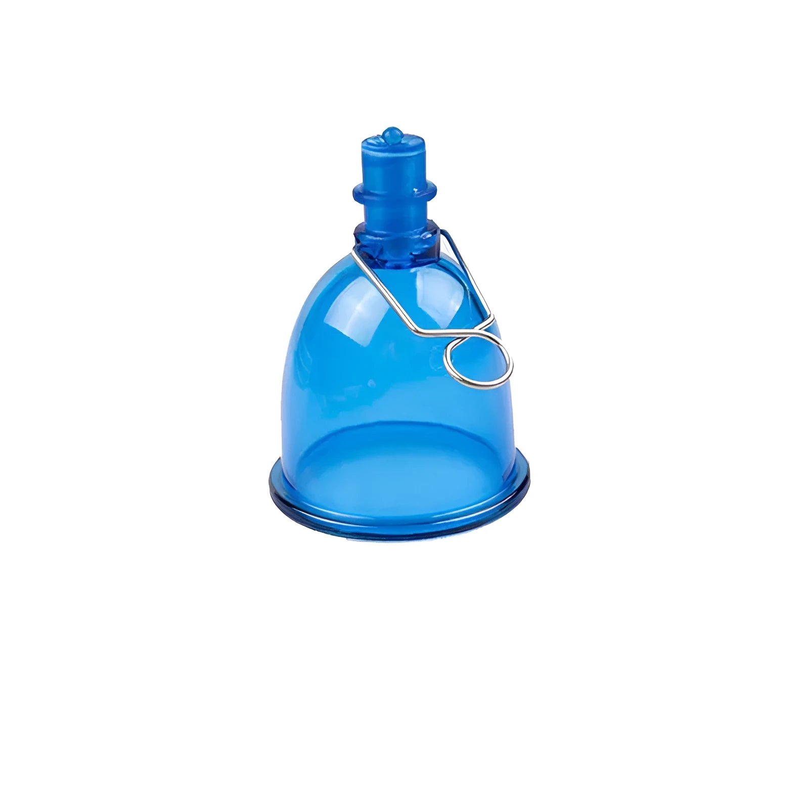 Blue silicone male physical stretch exerciser showing S, M, L size options