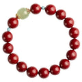 Cinnabar geometric bracelet with ellipse design in purple gold sand colour showing bead details