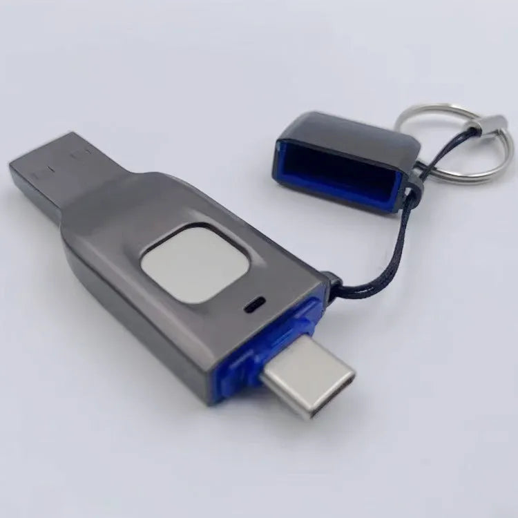 Fingerprint encrypted USB flash drive with dual USB 3.0 and Type-C interfaces