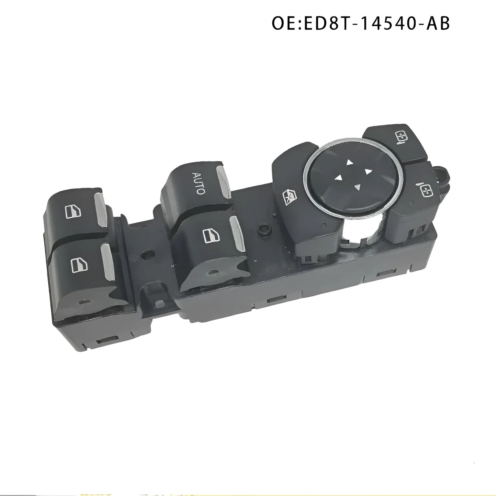 Ford Focus electric window regulator with black ABS housing and integrated 12V motor assembly