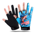 Pair of knitted sun protection windproof cycling fishing gloves in Cool Blue Black Blue