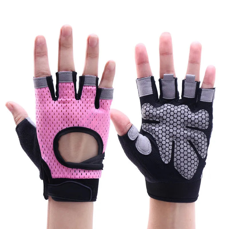 Nylon fitness gloves in black with wristband for dumbbell and horizontal bar training