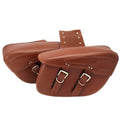 Retro style black PU leather motorcycle side box mounted on a bike.