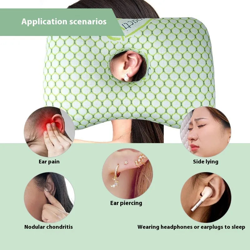 Single hole ear pillow for beauty salon facials shown in a light grey colour, measuring 39cm by 28cm.