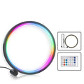 Modern aluminium smart LED atmosphere light with colourful projection, showing app and music control.