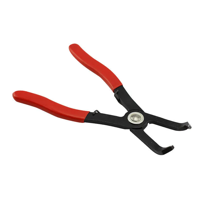 Red round nail removal pliers with PVC handles for interior door panel work