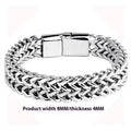 Men's stainless steel hip hop bracelet with geometric pattern on front and back, silver colour with 4x8mm or 5x10mm link options