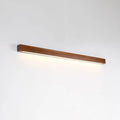 Walnut coloured Log Strip Wall Lamp linear LED light fixture in wood and acrylic