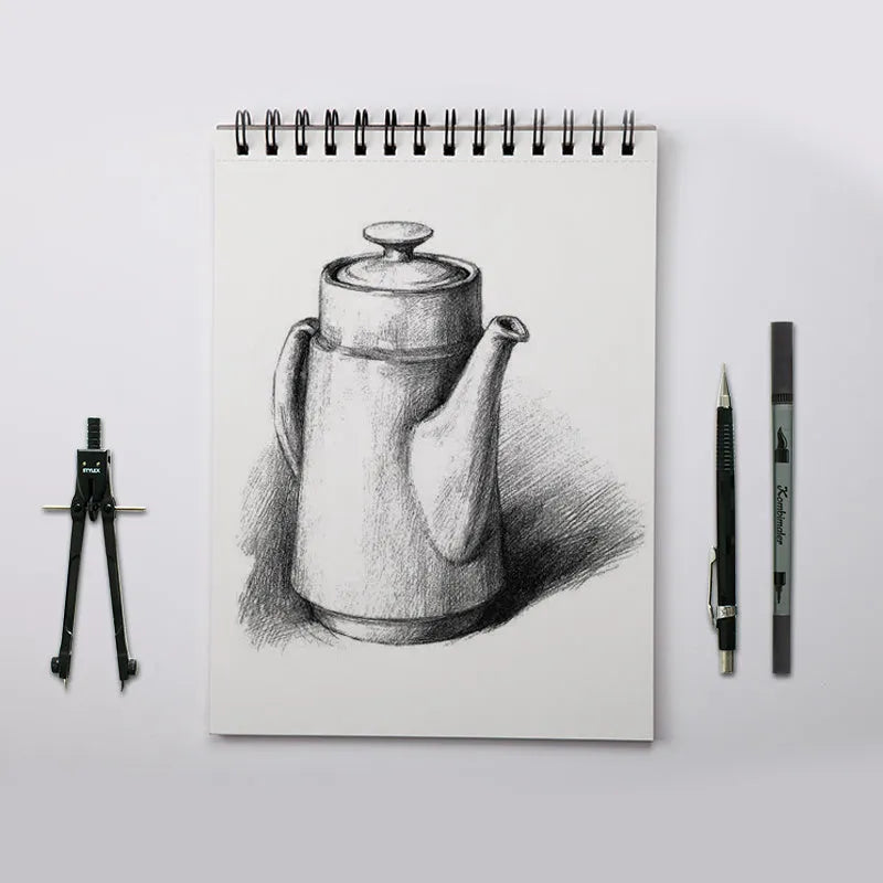 A4 artists sketchbook with coil binding and multiple paper weight options for drawing and sketching