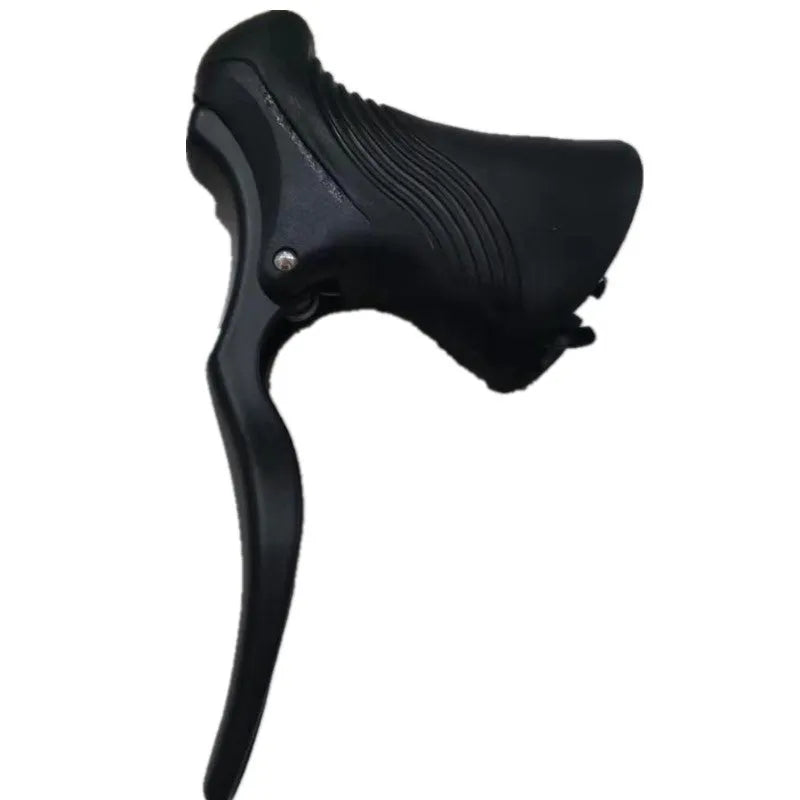 Pair of aluminium alloy road bicycle brake handles in black or black/silver for 22.2mm and 23.8mm handlebars.