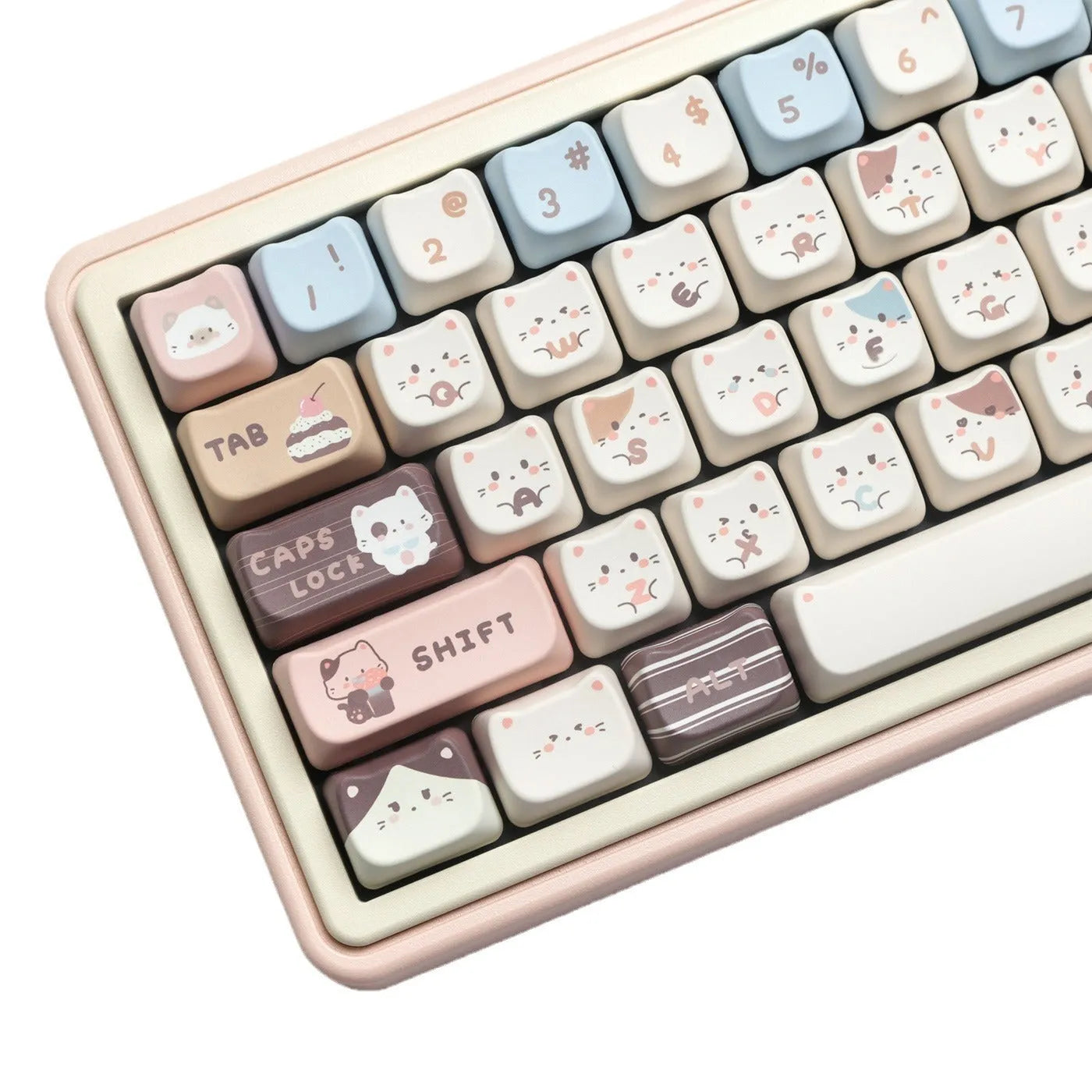 High Sea Salt Cat PBT sublimation keycaps full set with March space and 7u supplement keys