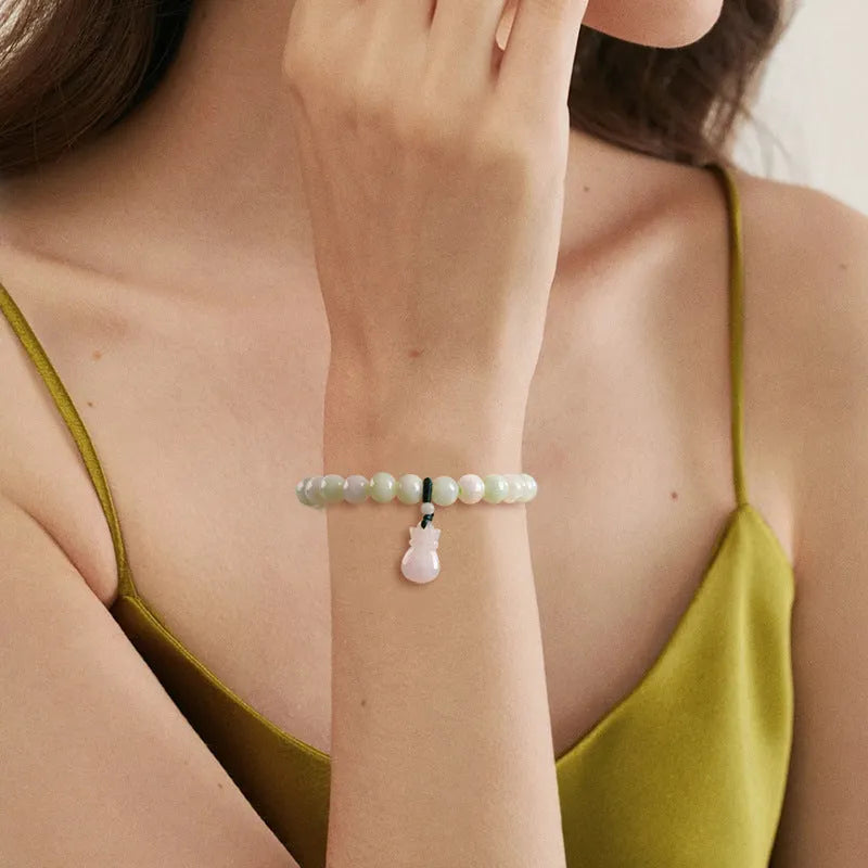 8mm ice jade flower bracelet with national style design for men and women