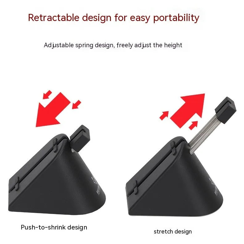 Black and white ABS plastic mouse cable holder for desk mounting.