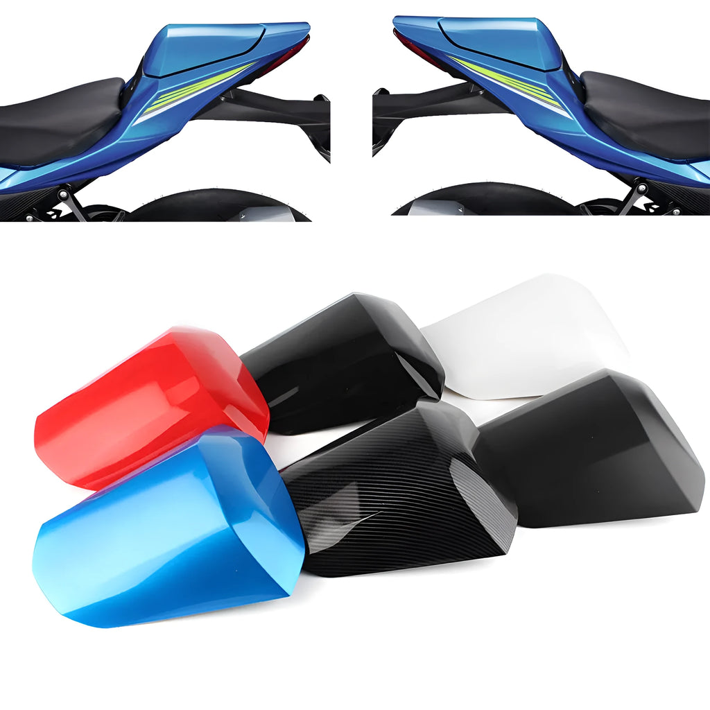 Suzuki GSX-R1000 motorcycle rear cowl seat cover in ABS plastic, shown in selected colour options.