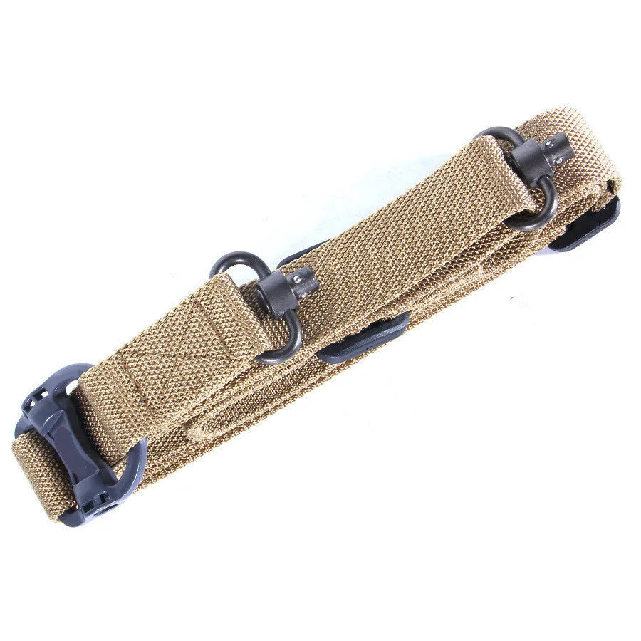 MS4 tactical nylon multifunctional strap rope shown in black colour, demonstrating its length and buckle.