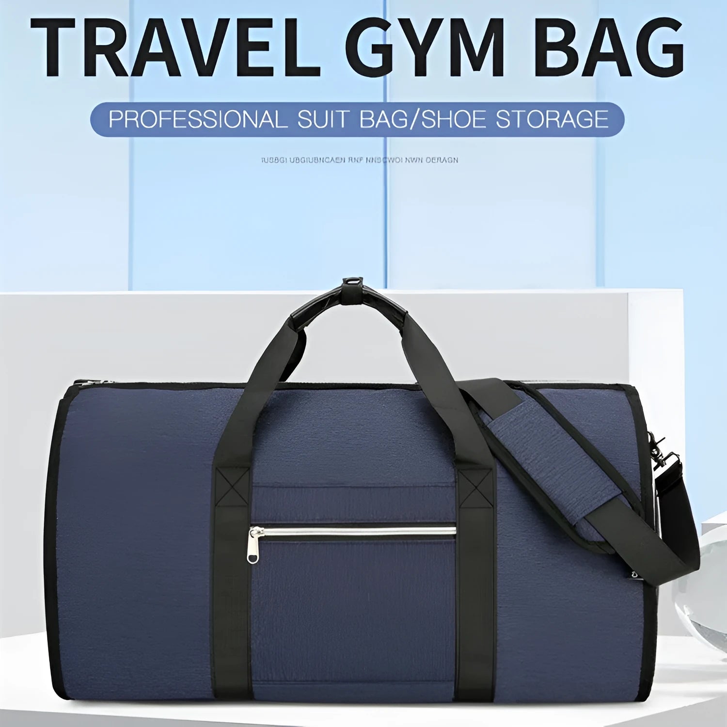 Oxford cloth storage sports bag in grey colour showing dry wet separation compartments