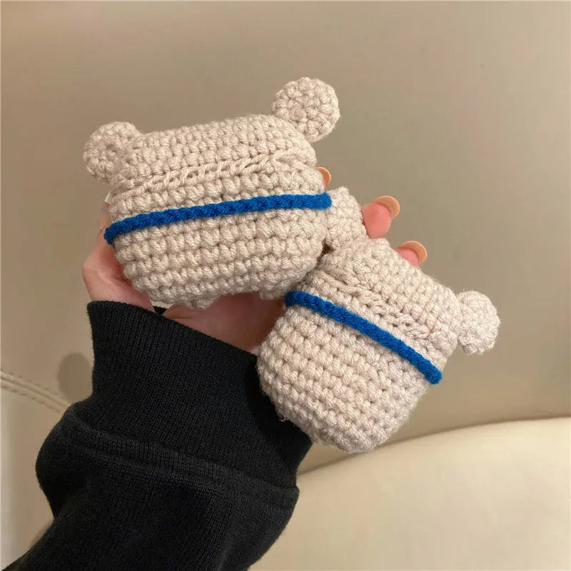 Handmade knitted koala bear backpack design cover for AirPods charging case