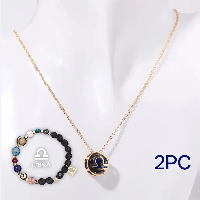 Natural stone bead necklace and bracelet set on adjustable cord