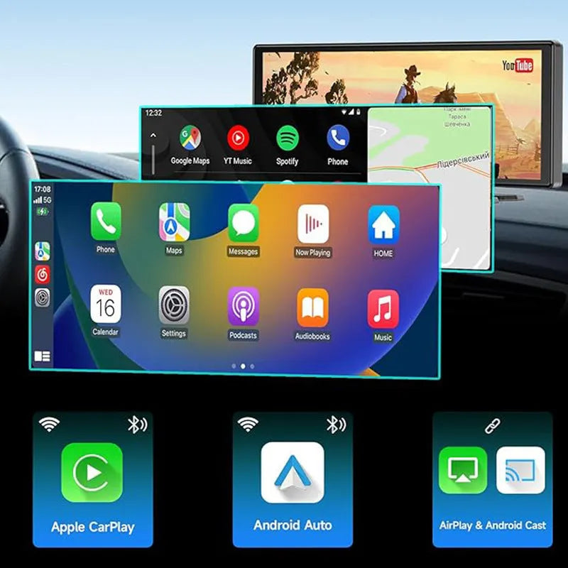 10.26-inch black touch screen car navigation device with dual recording cameras