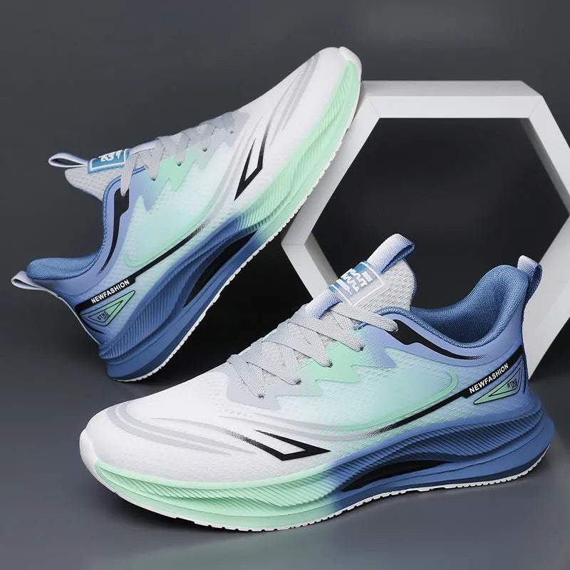 Men's low-top casual shoes in grey green with woven mesh upper and rubber sole