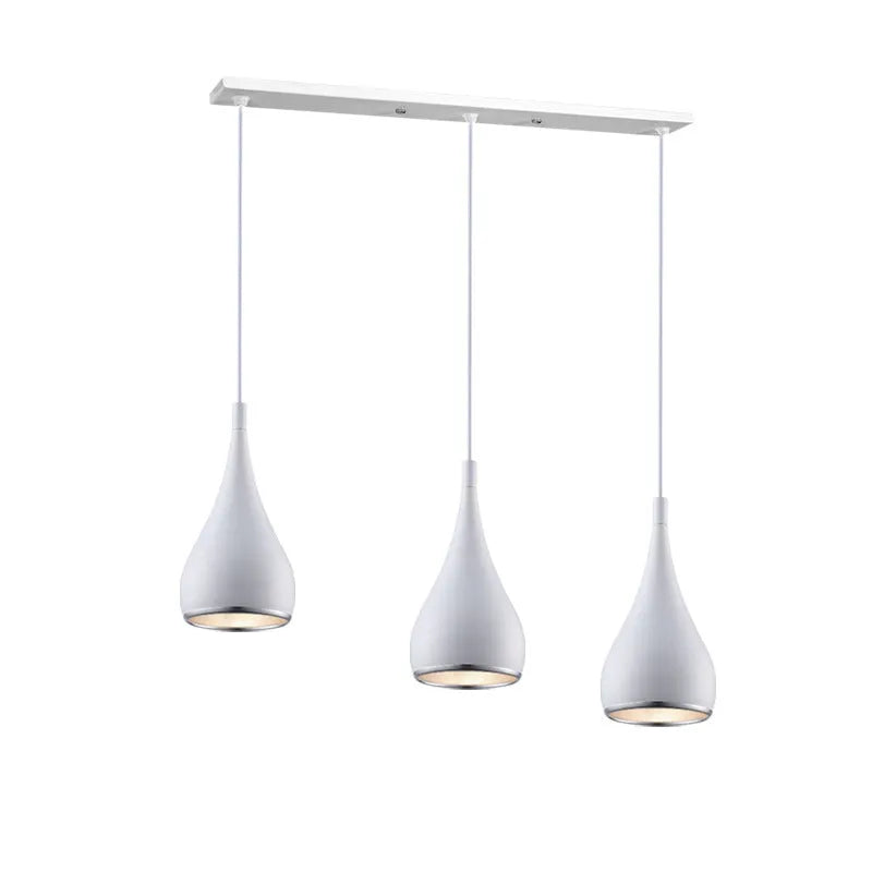 Iron restaurant chandelier ceiling lamp in black white or chrome finish with single or three head configuration