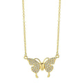 Women's twisted titanium steel clavicle chain with magnetic snap butterfly charm in gold finish