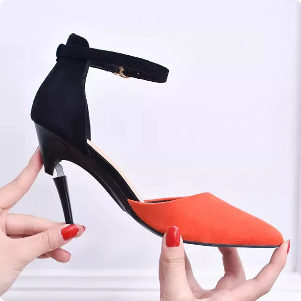 Foldable black PU driving shoes with rubber sole and buckle fastening for women