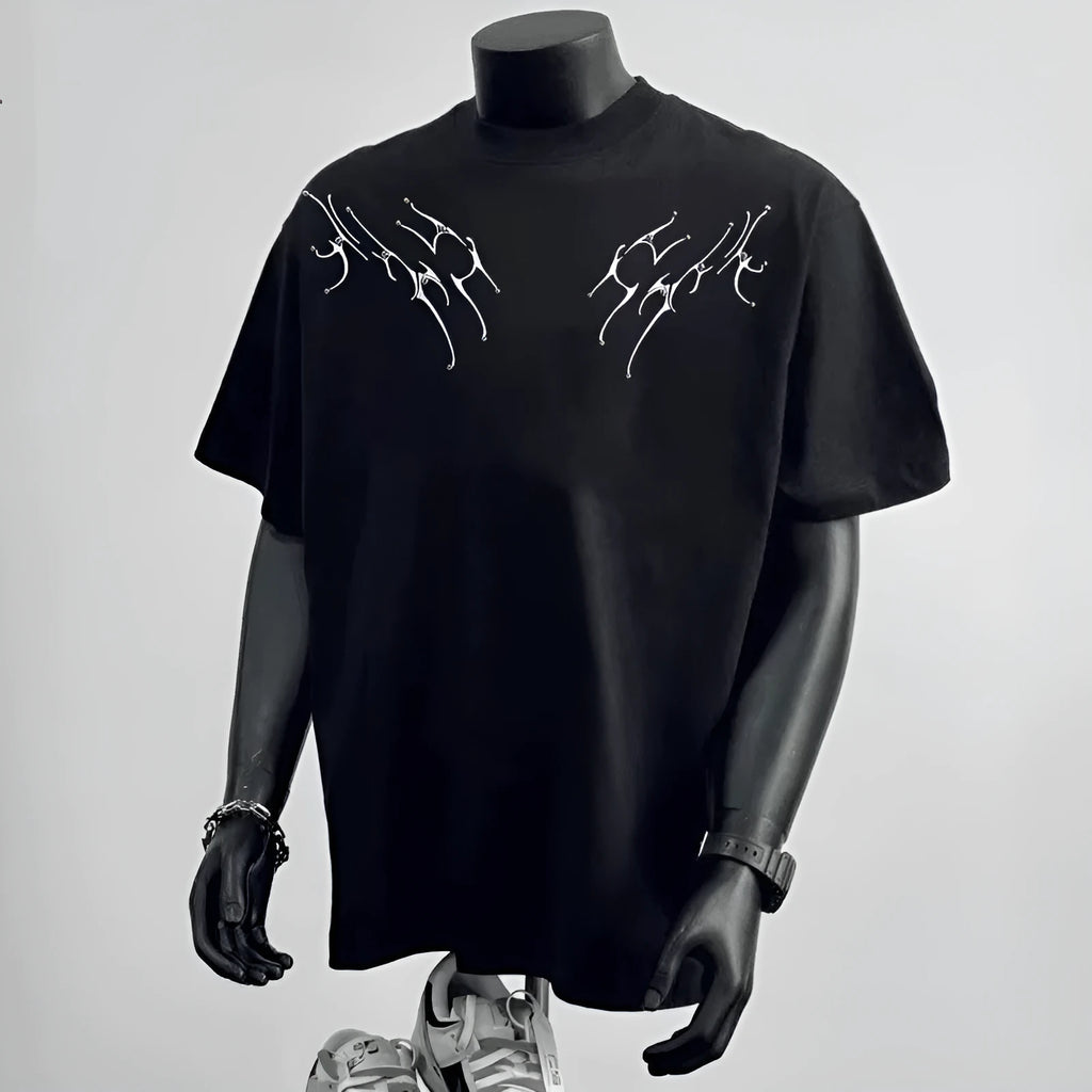 Men's printed pure cotton loose fit short sleeve top in white and black colour options